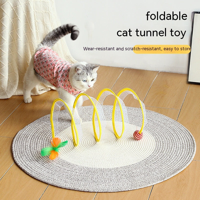 Folded Cat Tunnel S Type Cats Tunnel Spring Toy Mouse Tunnel Cat Outdoor Cat Toys For Kitten Interactive Cat Supplies image 4
