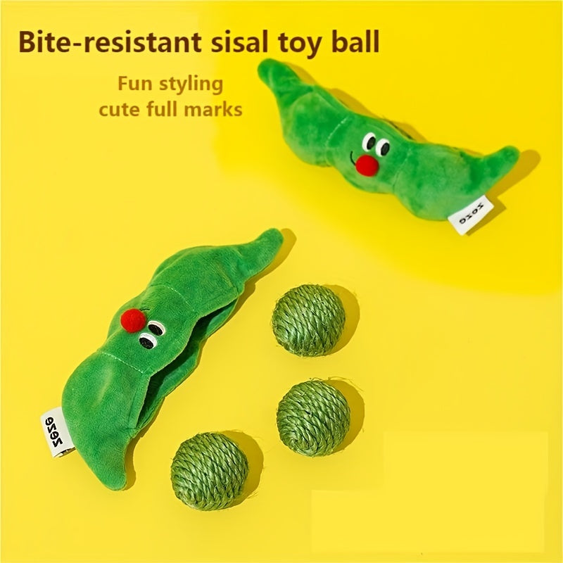 Pet Toys Bite Resistant Sisal Toy Ball Pea-pod Toy Cat Toy Storage Cat Self Hi Toy Pet Supplies image 3