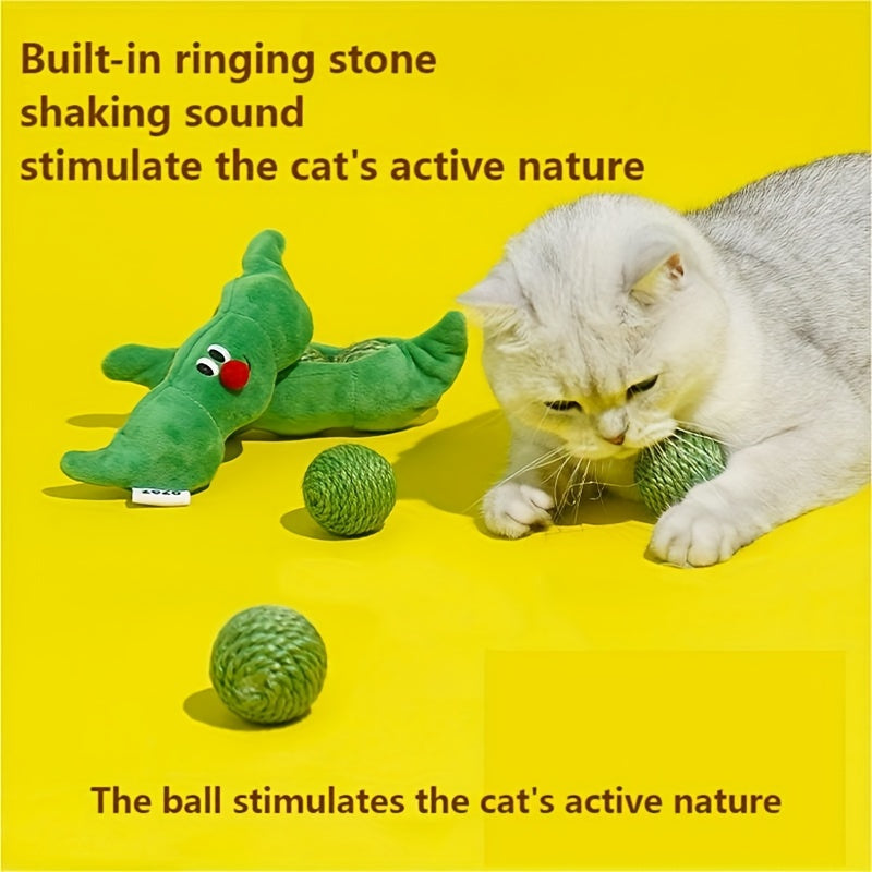 Pet Toys Bite Resistant Sisal Toy Ball Pea-pod Toy Cat Toy Storage Cat Self Hi Toy Pet Supplies image 4