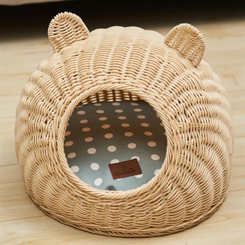 Cat nest rattan woven for all seasons, removable and washable image 6
