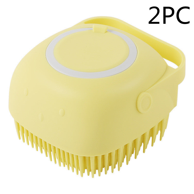 Silicone Pet Bath Massage Gloves - Yellow 2PC / square