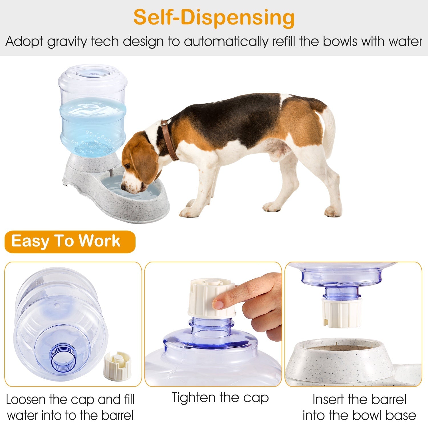 3.5L 1Gal Pet Water Dispenser Self-Dispensing Gravity Pets Water Feeder Automatic Pet Waterer Cat Dog image 5