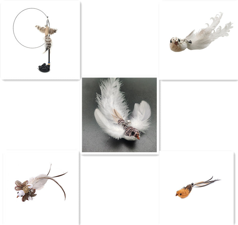Steel Wire Feather Cat Teaser Wand - Set E