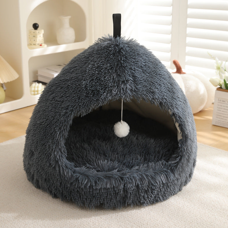 Winter Cat Nest Plush Warm Pet Bed image 3