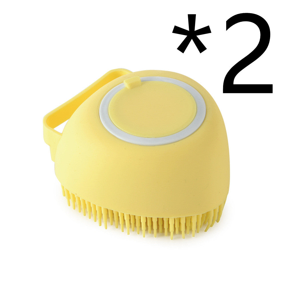 Silicone Pet Bath Massage Gloves - Yellow 2PC / Heartshaped