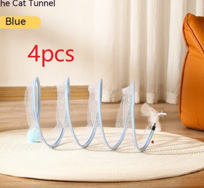 Folded Cat Tunnel S Type Cats Tunnel Spring Toy Mouse Tunnel Cat Outdoor Cat Toys For Kitten Interactive Cat Supplies image 8