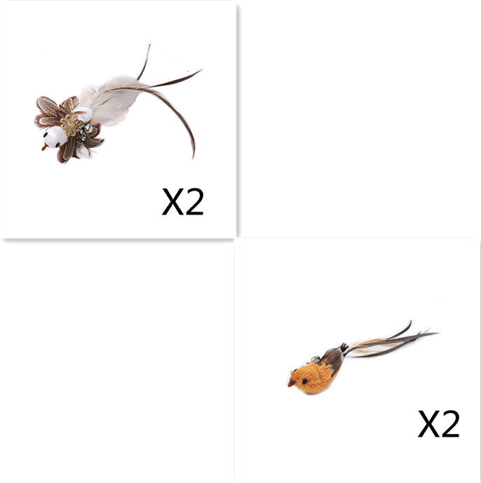 Steel Wire Feather Cat Teaser Wand - Set B