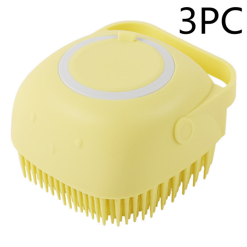 Silicone Pet Bath Massage Gloves - Yellow 3PC / square