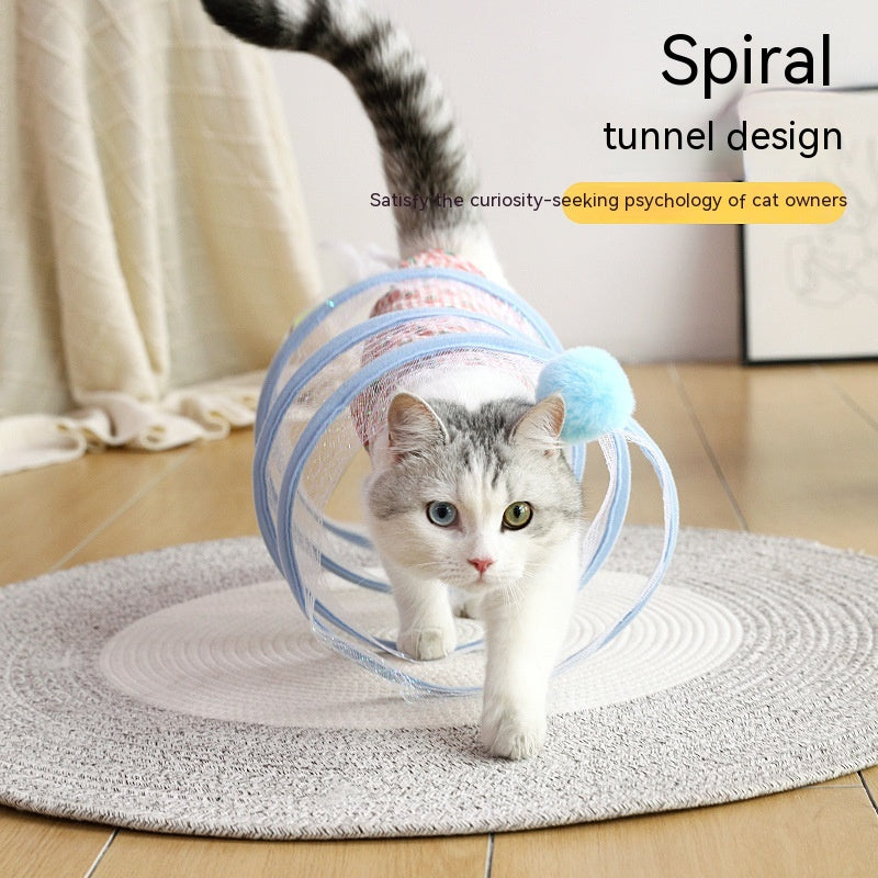 Folded Cat Tunnel S Type Cats Tunnel Spring Toy Mouse Tunnel Cat Outdoor Cat Toys For Kitten Interactive Cat Supplies image 2