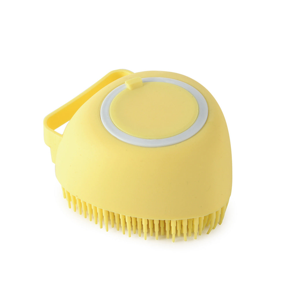 Silicone Pet Bath Massage Gloves - Yellow / Heartshaped