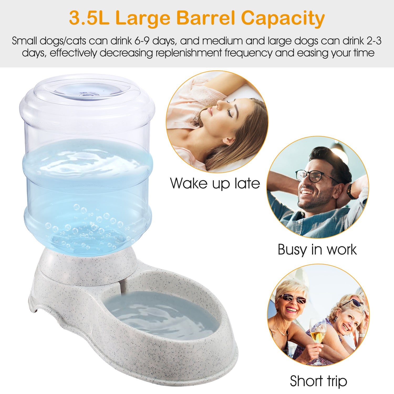 3.5L 1Gal Pet Water Dispenser Self-Dispensing Gravity Pets Water Feeder Automatic Pet Waterer Cat Dog image 2