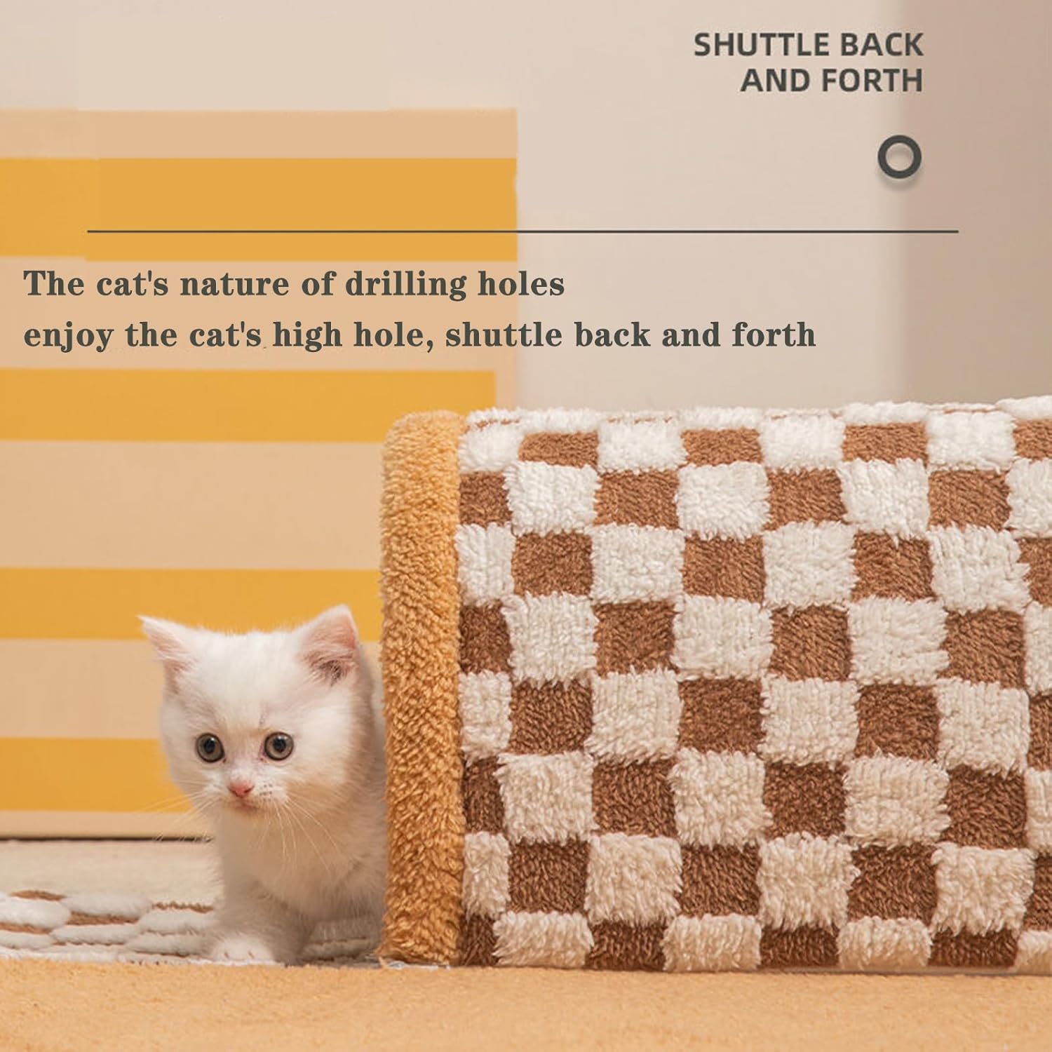 Funny Plush Plaid Cat Tunnel Cat Bed Cat Tunnel Bed With Central Mat Plush Plaid Tunnel Cat Bed Zipper Cat Tunnel For Indoor Cats image 5