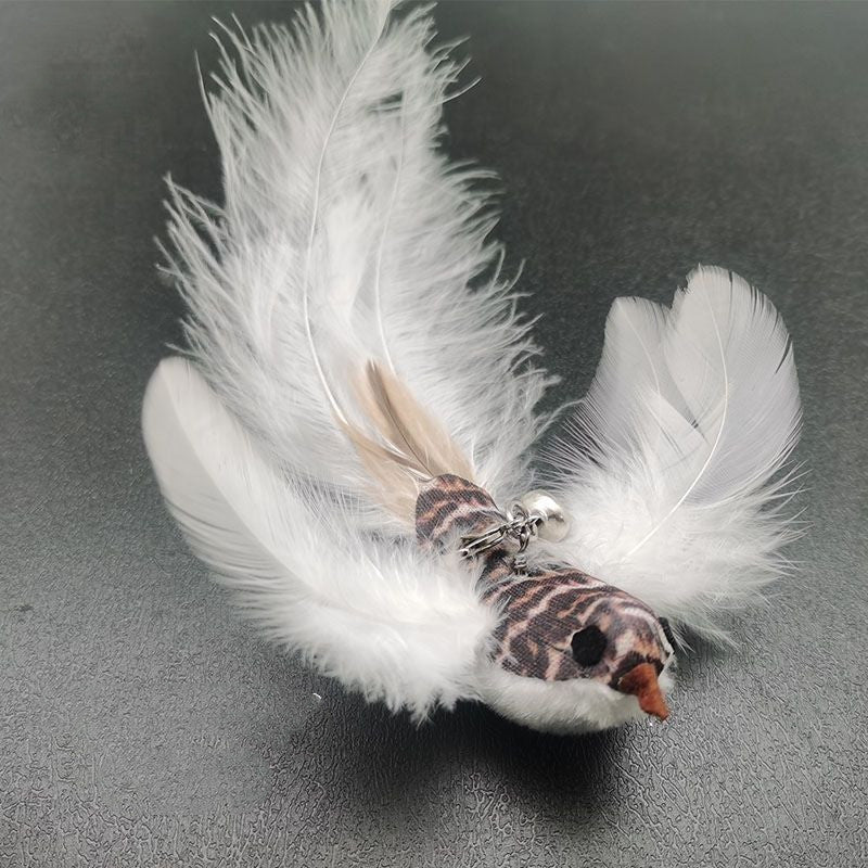 Steel Wire Feather Cat Teaser Wand - White Xuan Sparrow