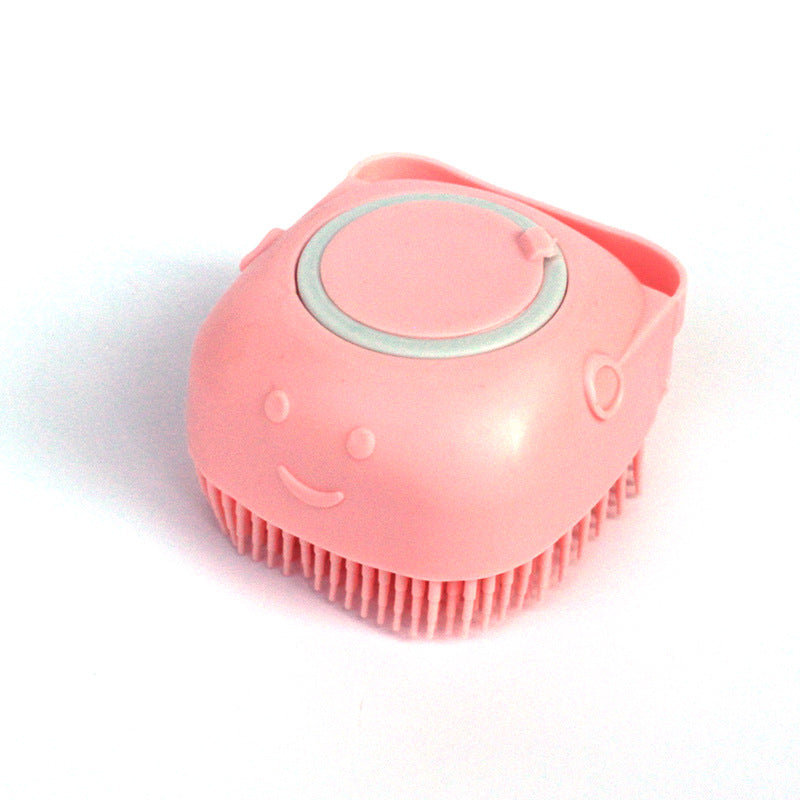 Silicone Pet Bath Massage Gloves - Pink / Round shape