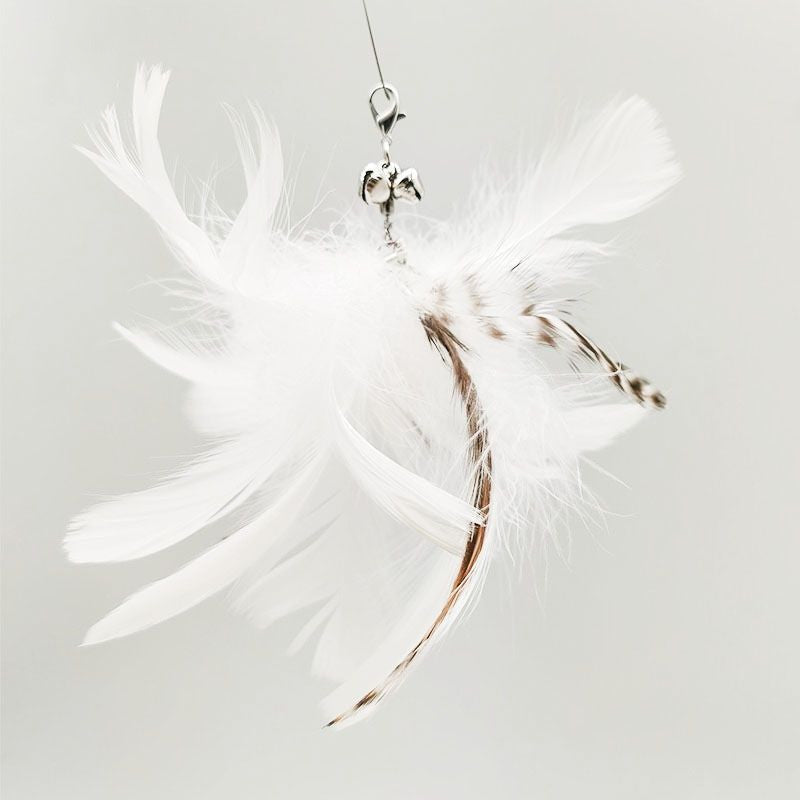 Steel Wire Feather Cat Teaser Wand - White Feather