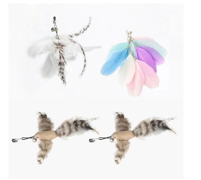 Steel Wire Feather Cat Teaser Wand - Set C