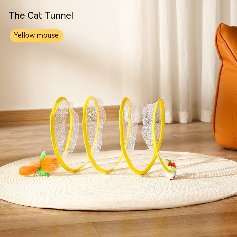 Folded Cat Tunnel S Type Cats Tunnel Spring Toy Mouse Tunnel Cat Outdoor Cat Toys For Kitten Interactive Cat Supplies image 9