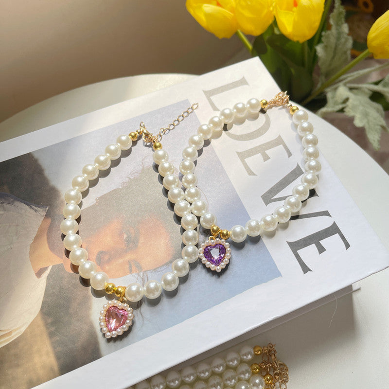 Pet Jewelry Cat Dog Necklace Retro Love Crystal Pendant Necklace Pet Products image 4