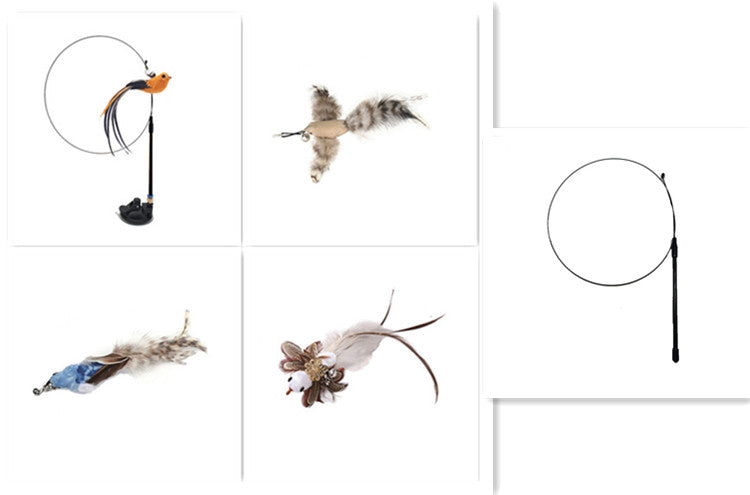 Steel Wire Feather Cat Teaser Wand - Set A