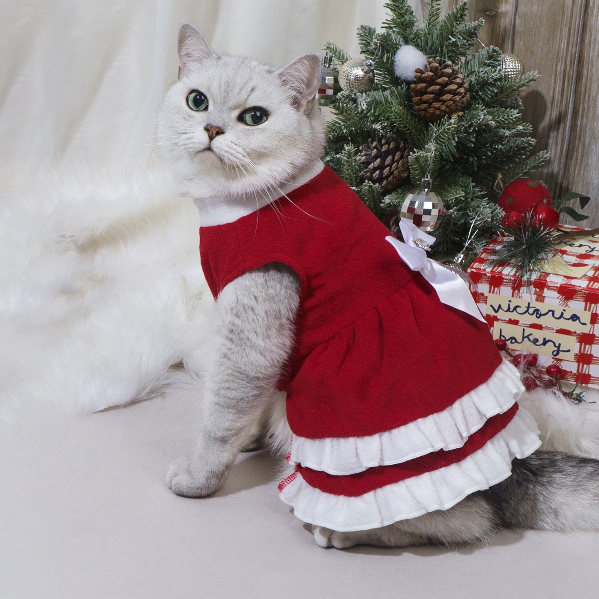 Pet Christmas Bow Fleece Princess Dress image 4