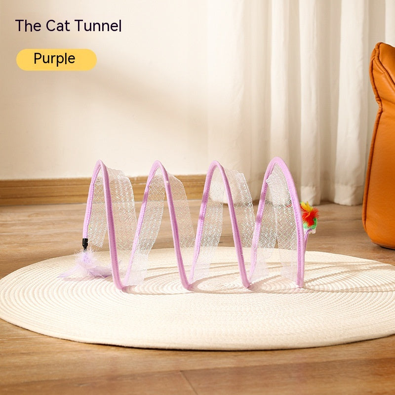 Folded Cat Tunnel S Type Cats Tunnel Spring Toy Mouse Tunnel Cat Outdoor Cat Toys For Kitten Interactive Cat Supplies image 10