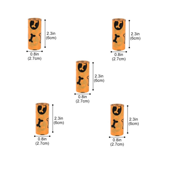 Dog Poop Bag Rolls - Orange 5pc