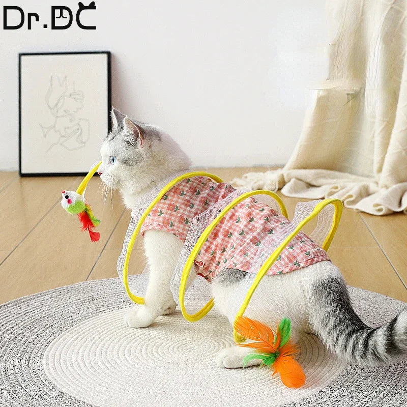 Folded Cat Tunnel S Type Cats Tunnel Spring Toy Mouse Tunnel Cat Outdoor Cat Toys For Kitten Interactive Cat Supplies image 1