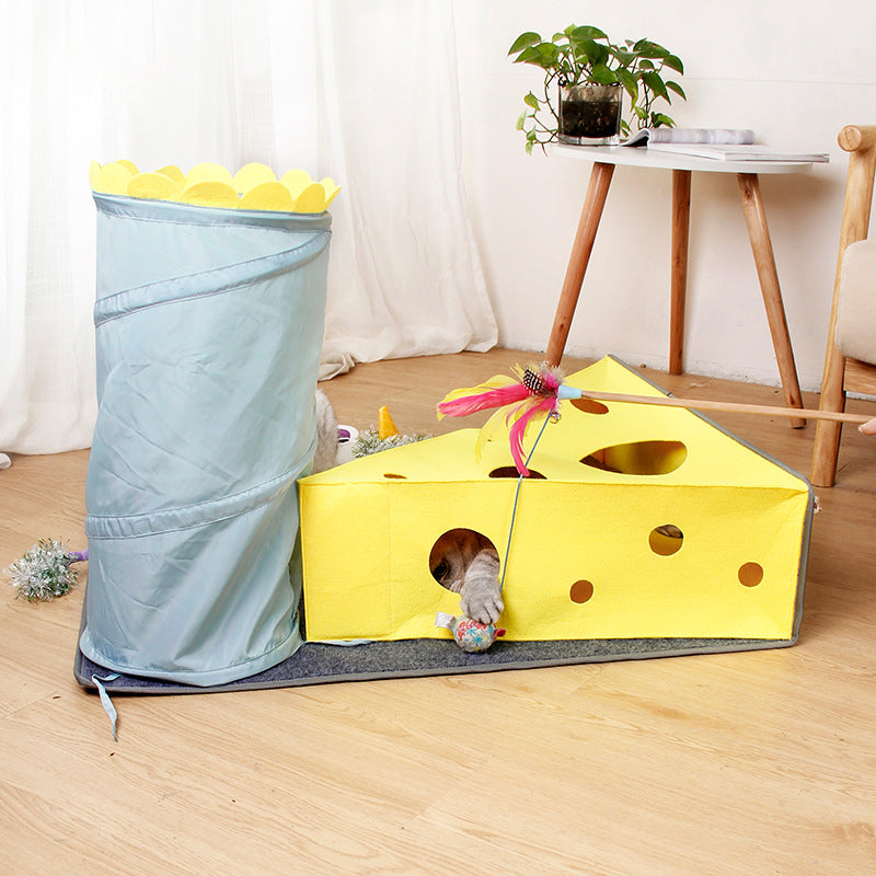 Cat Supplies Cheese Folding Tunnel Nest image 1