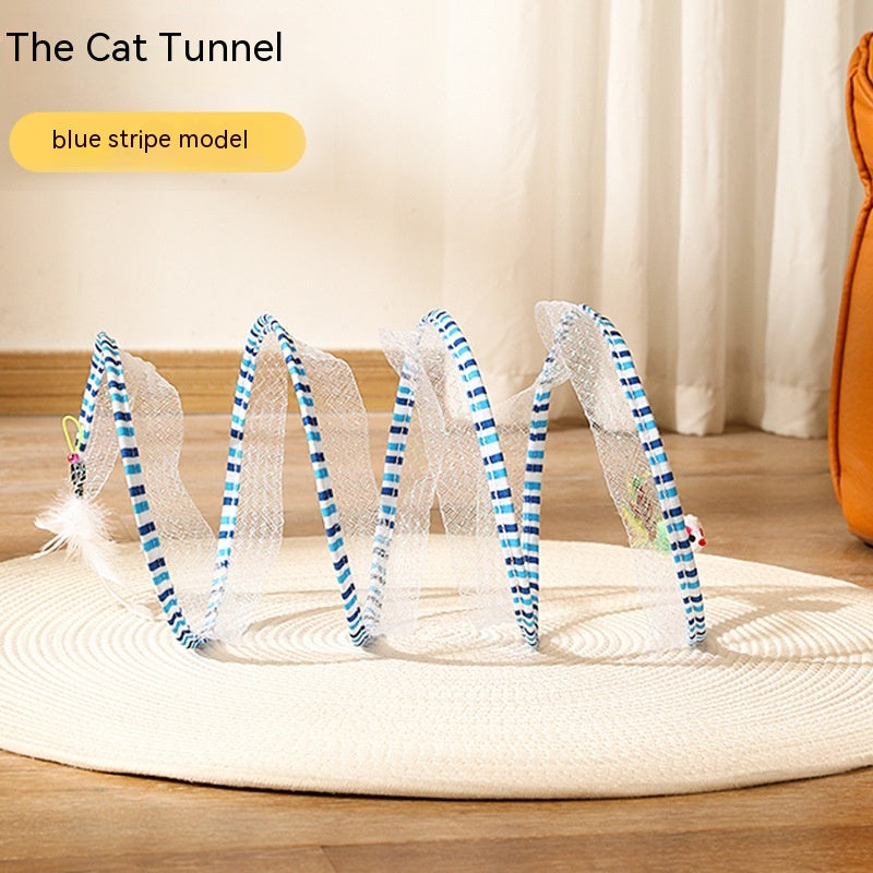Folded Cat Tunnel S Type Cats Tunnel Spring Toy Mouse Tunnel Cat Outdoor Cat Toys For Kitten Interactive Cat Supplies image 3