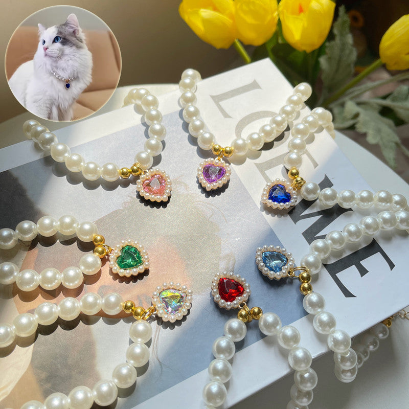 Pet Jewelry Cat Dog Necklace Retro Love Crystal Pendant Necklace Pet Products image 1